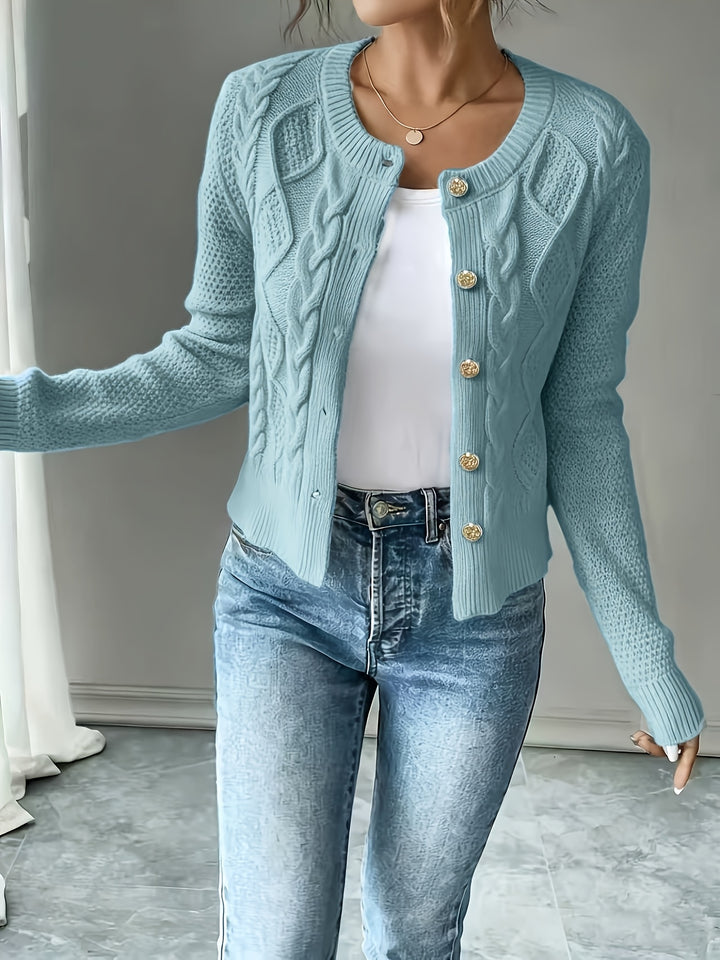 Cecilia | Cable-Knit Button-Front Cardigan
