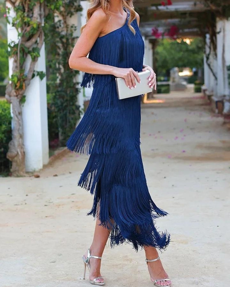 Francesca | Stylish Dropped Shoulders Long Dress