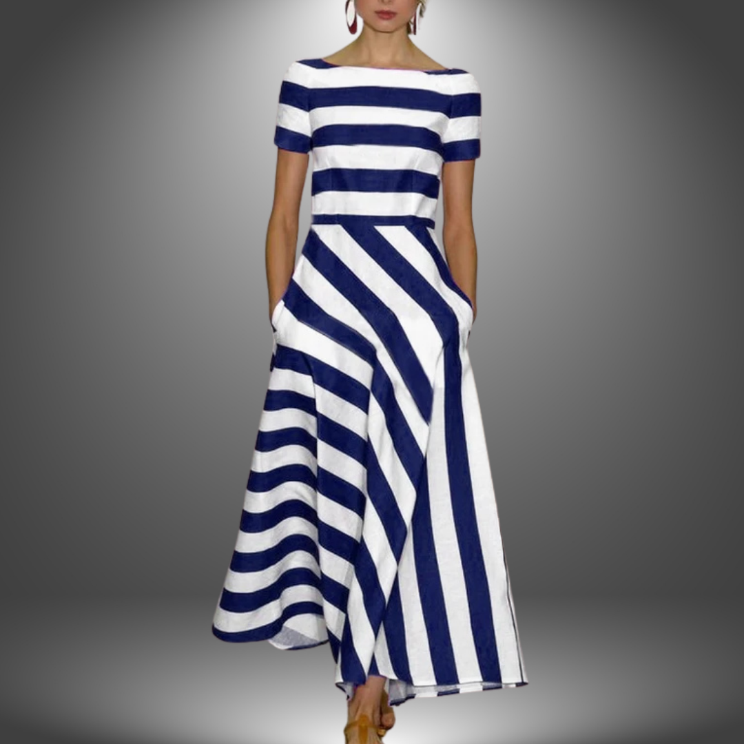 Olivia | Classic Sleeveless Striped Maxi Dress