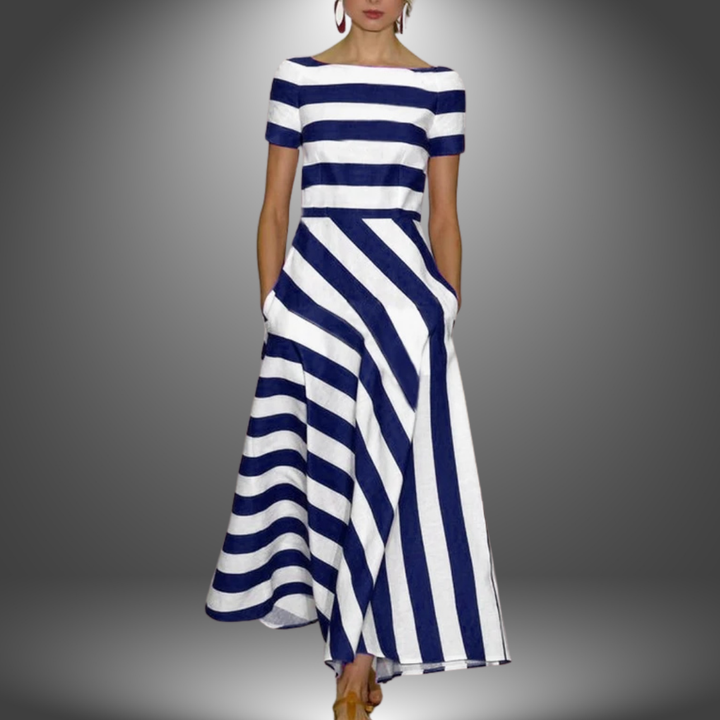 Olivia | Classic Sleeveless Striped Maxi Dress