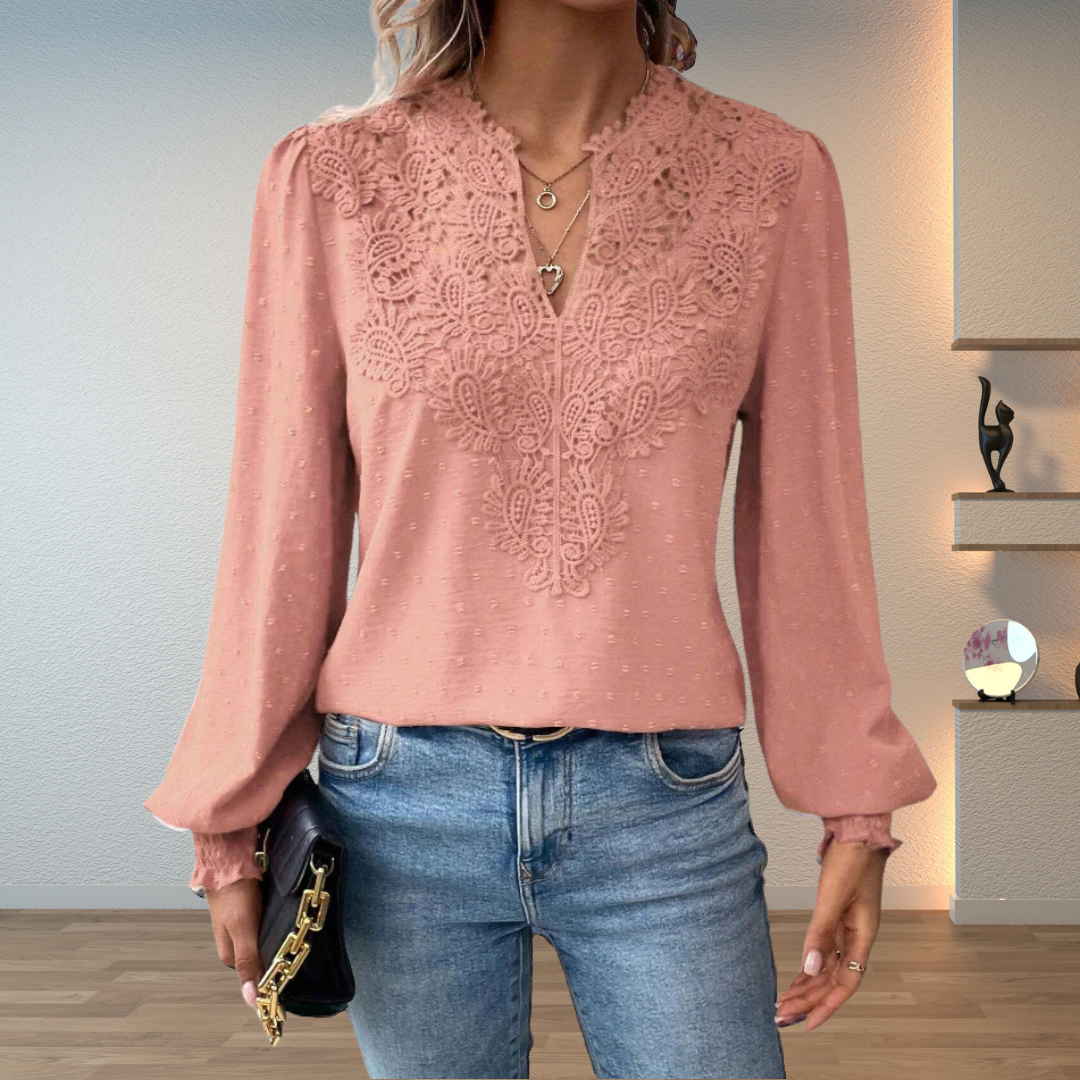 Marlowe | Lace-Trimmed Elegant Blouse