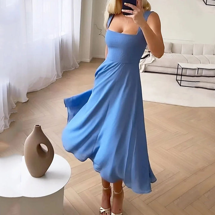 Hannah | Elegant Sleeveless Square Midi Dress