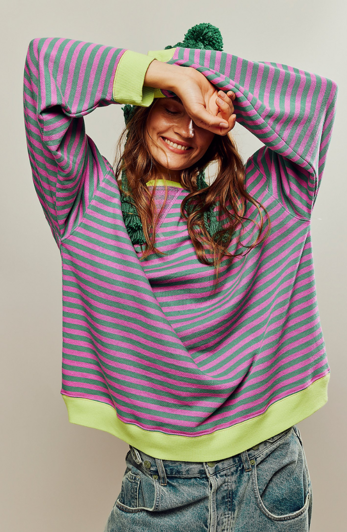 Rosemary | Striped Round-Neck Sweatshirt
