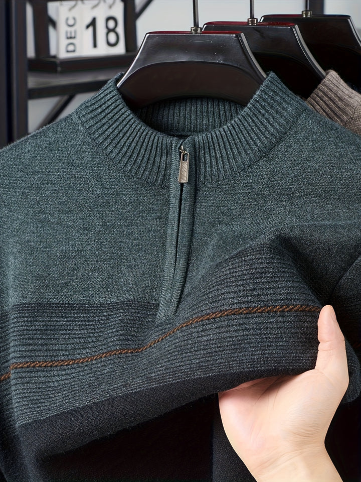 Ambrose | Half-Zip Striped Sweater