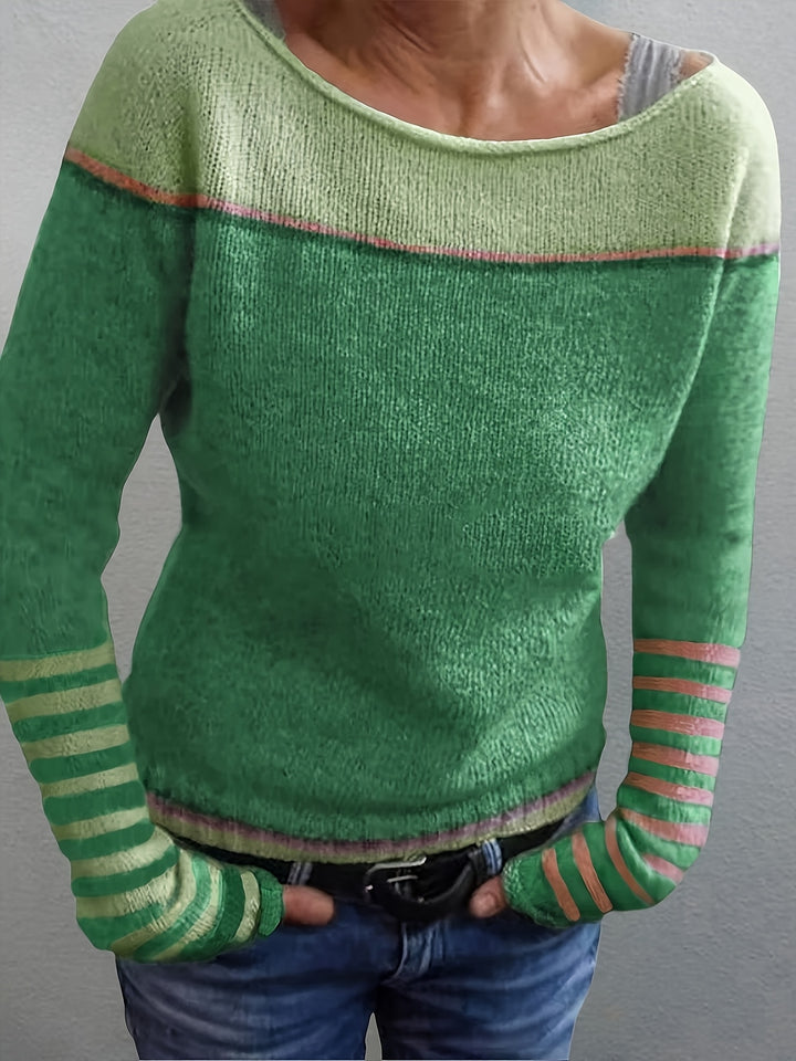 Annika | Colour-Block Boat Neck Sweater