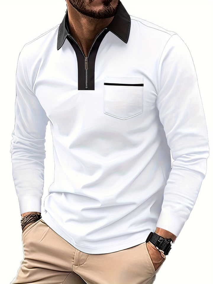 Douglas | Zip-Collar Long Sleeve Polo Shirt