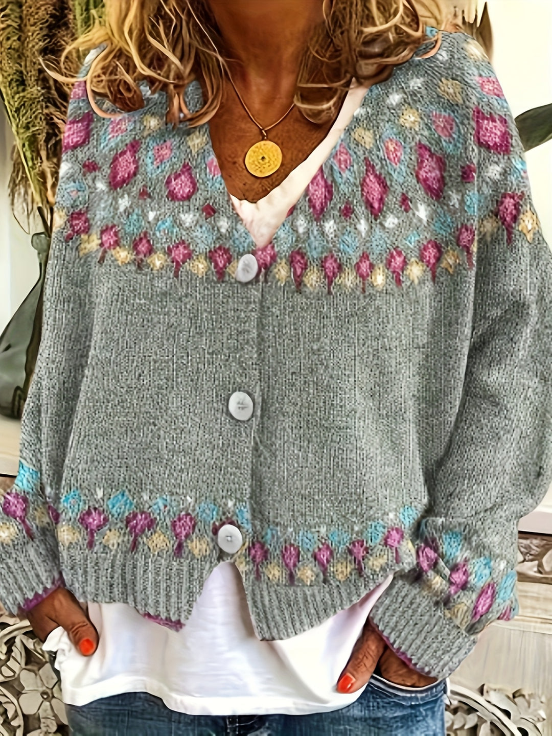 Maribel | Fair Isle Knit Cardigan