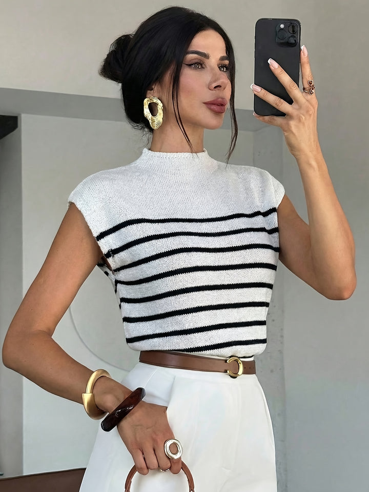 Tamsin | Mock Neck Cap-Sleeve Top