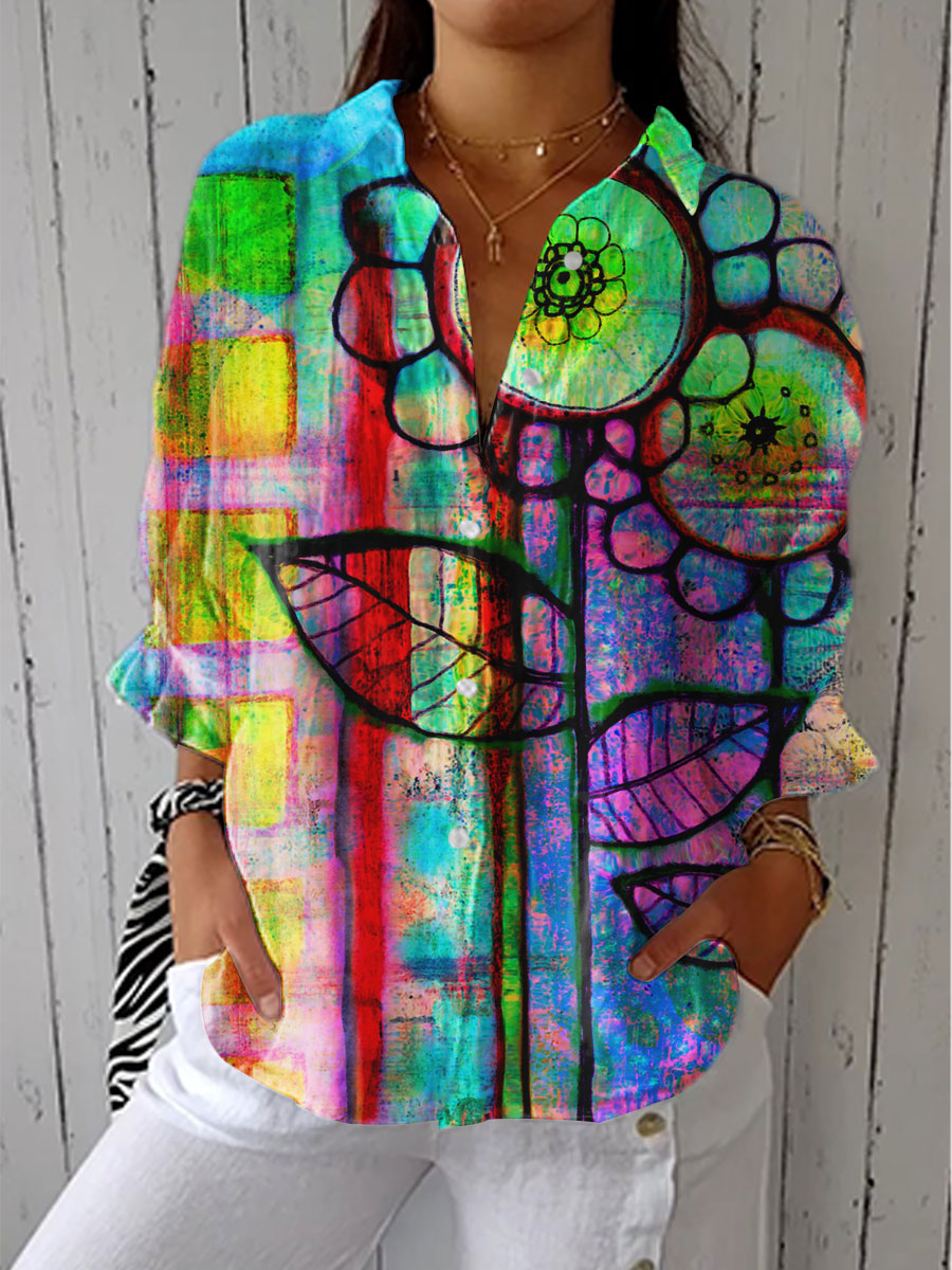 Claribel | Stylish Multicolor Artistic Blouse