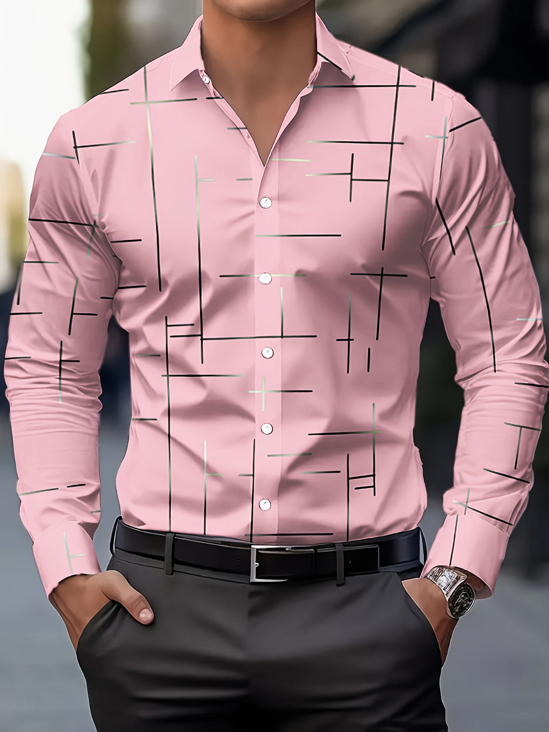 Spencer | Modern Line-Print Shirt