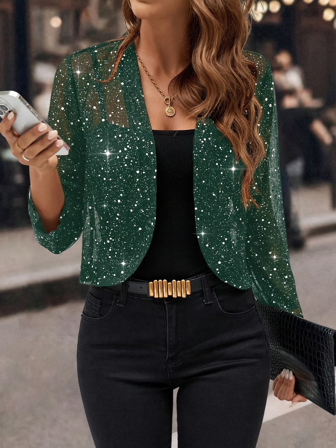 Raina | Stylish Glitter Sequin Cardigan Jacket