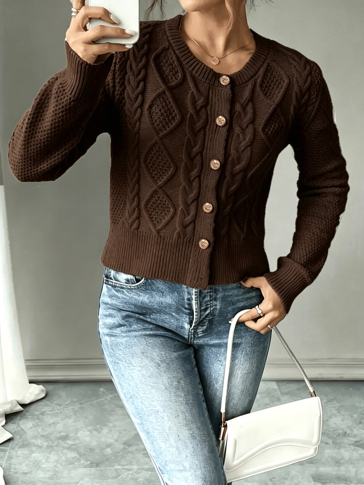 Cecilia | Cable-Knit Button-Front Cardigan