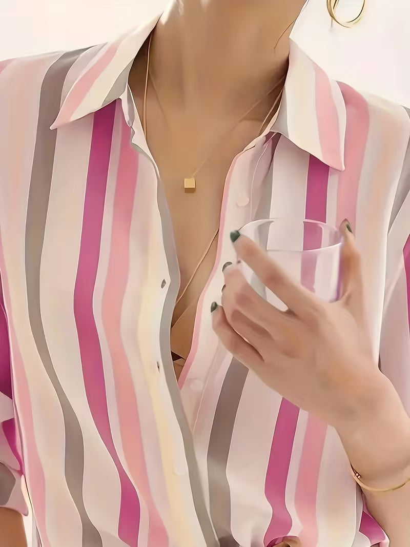 Serena | Striped Button-Up Shirt
