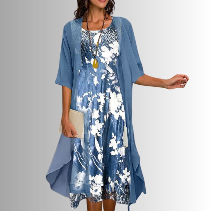 Eloise | Elegant Floral Layered Dress Set