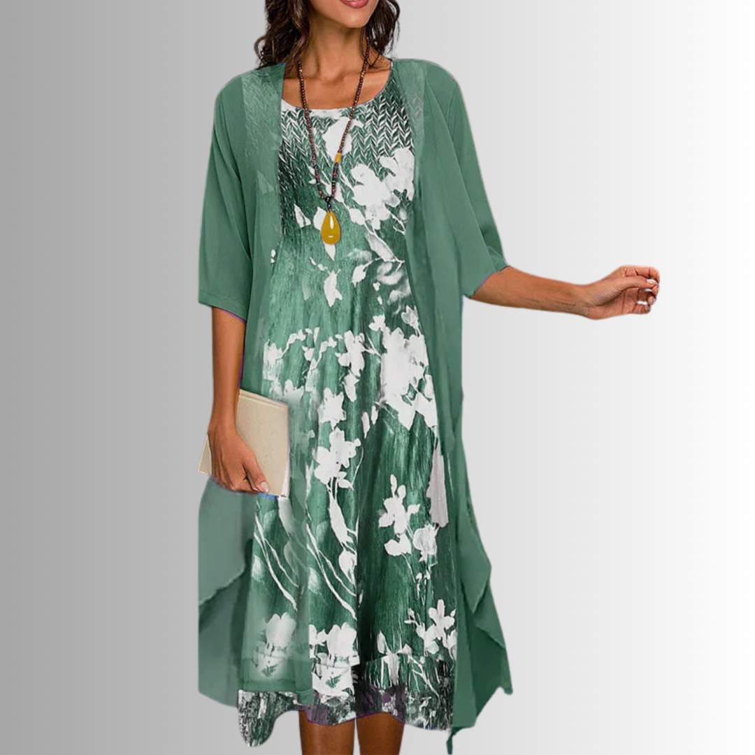 Eloise | Elegant Floral Layered Dress Set
