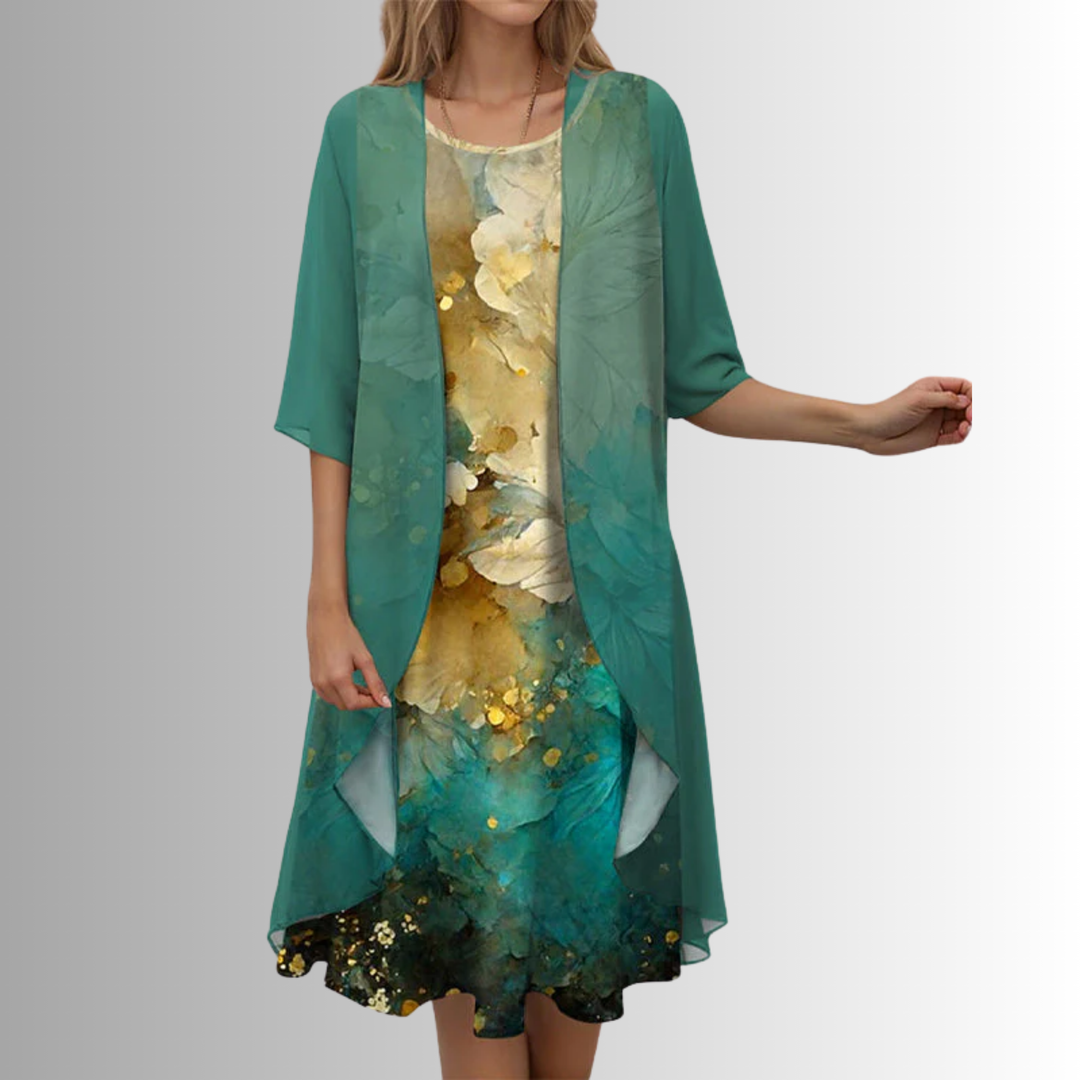 Eloise | Elegant Floral Layered Dress Set