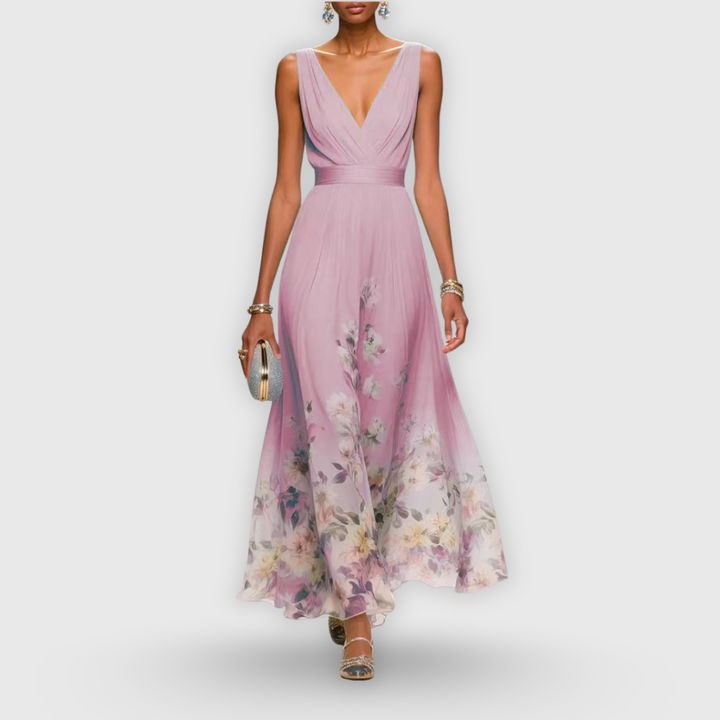 Sharon | Elegant Sleeveless Floral Dress