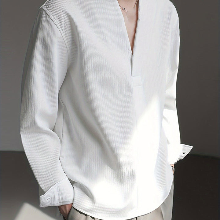 Nigel | Collarless V-Neck Shirt