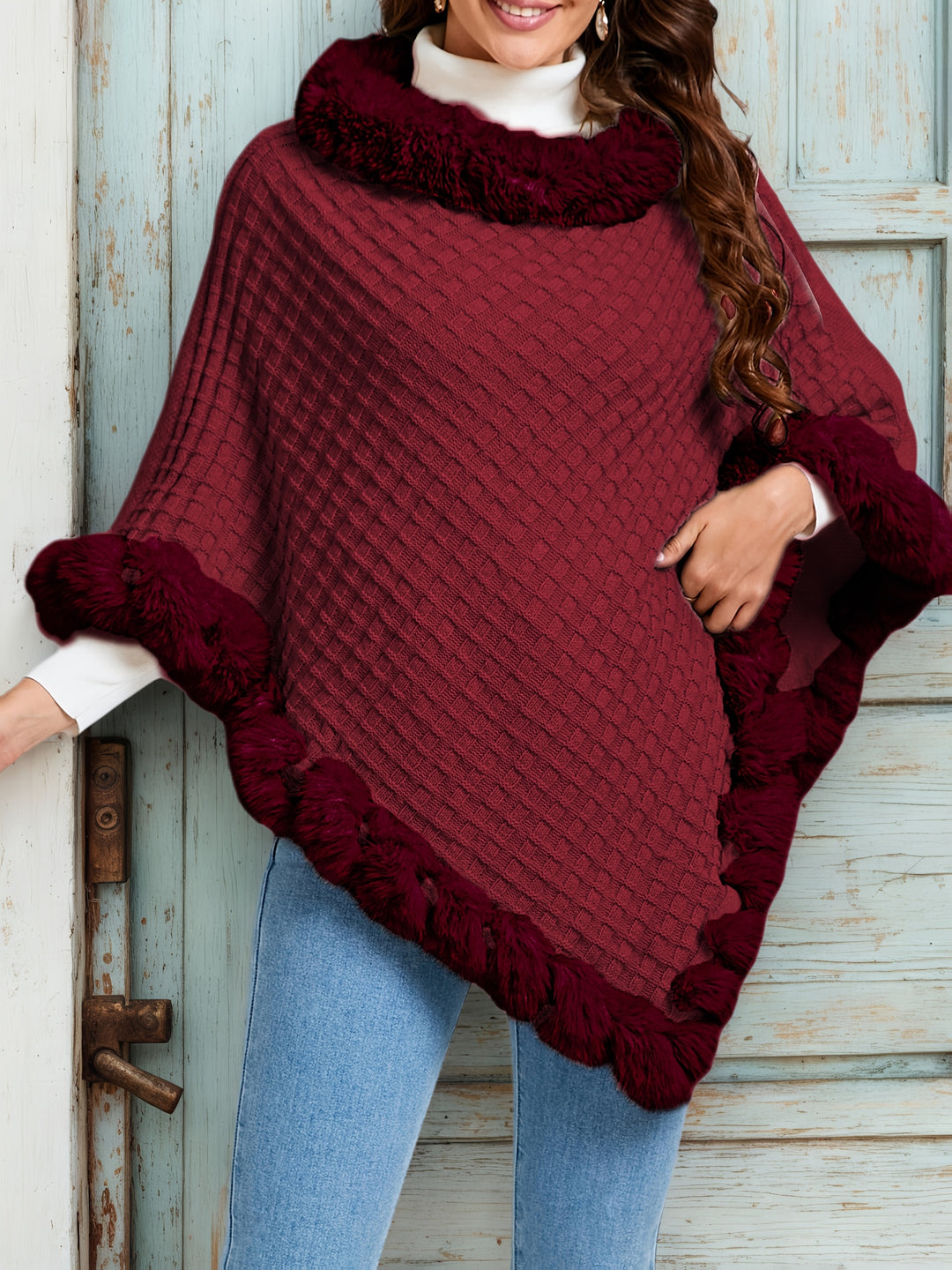 Rosabel | Cosy Fur-Trim Poncho