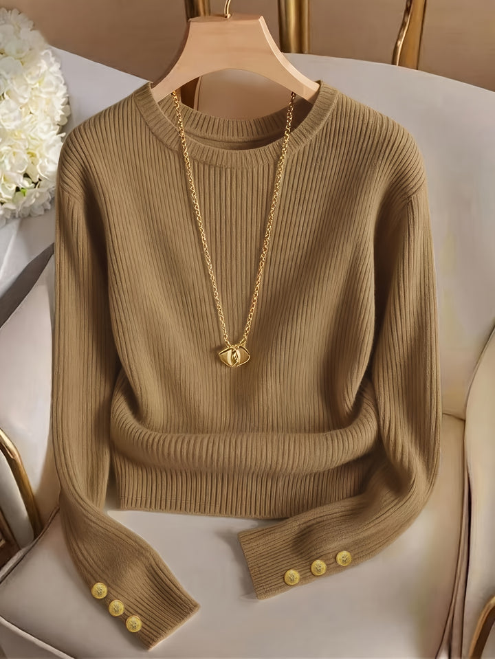 Gwendolyn | Ribbed Button-Cuff Jumper