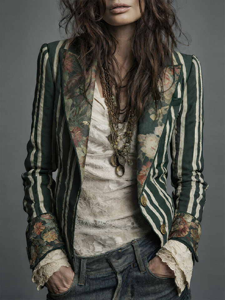 Nina | Classic Retro Bohemian Striped Blazer