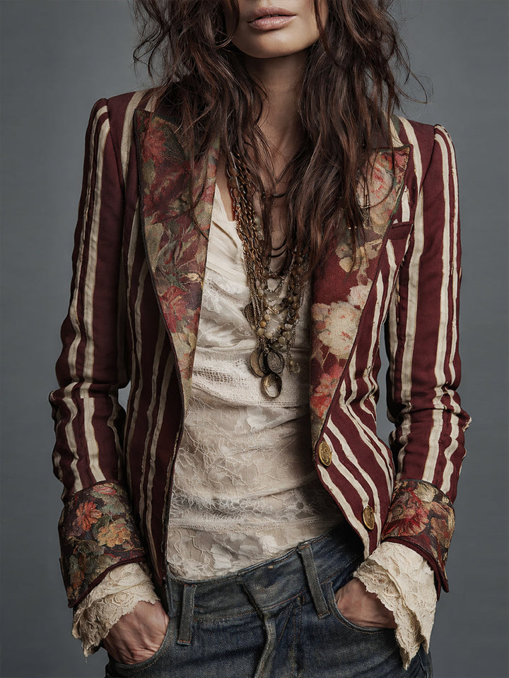 Nina | Classic Retro Bohemian Striped Blazer