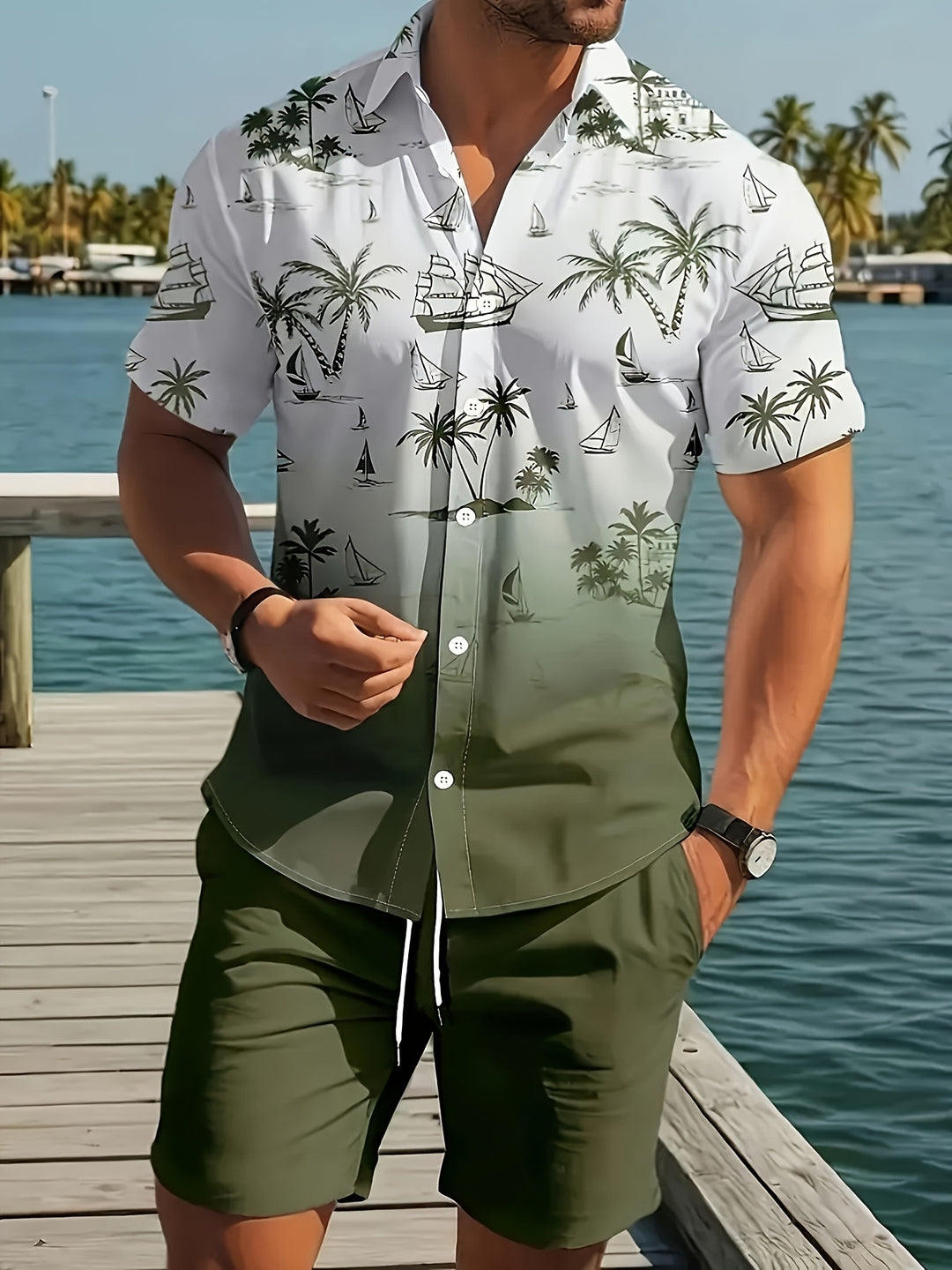 Grayson | Coastal Print Shirt & Shorts Set
