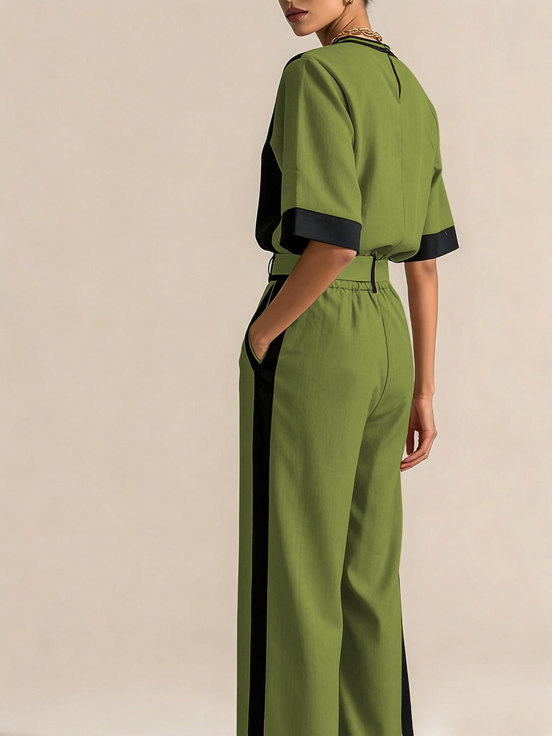 Belinda | Contrast-Trim Two-Piece Set