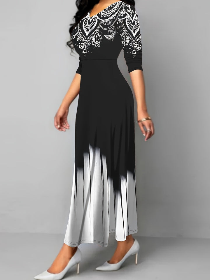 Rosalyn | Ornate Print A-Line Maxi Dress