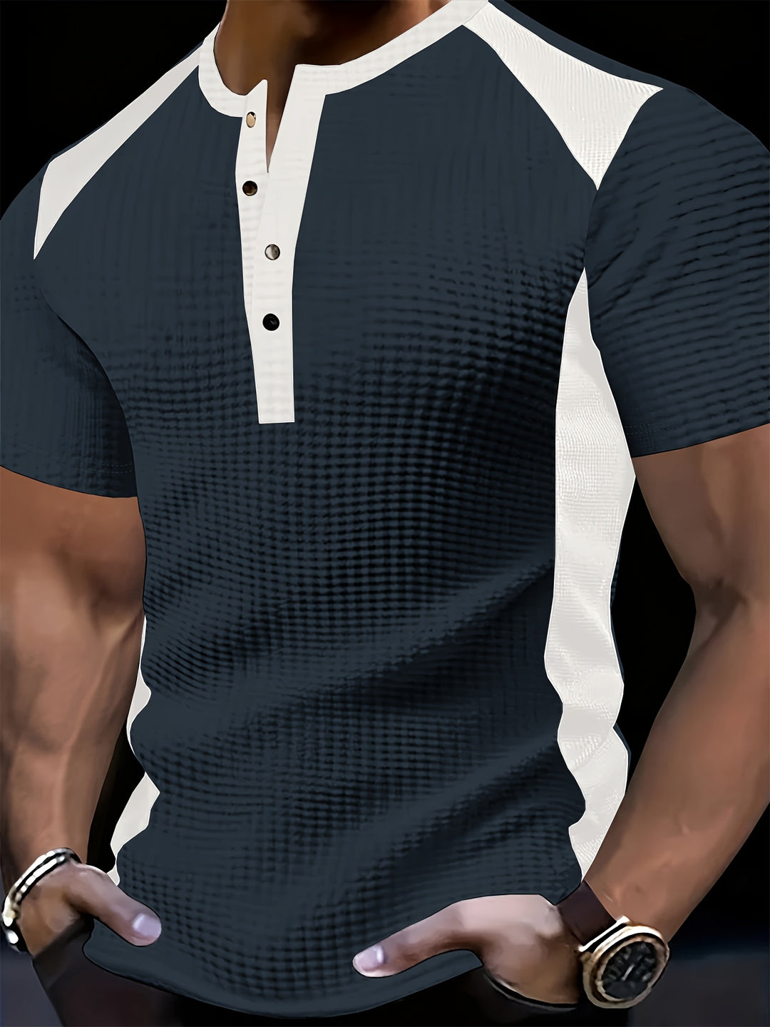 Bradford | Textured Contrast Henley