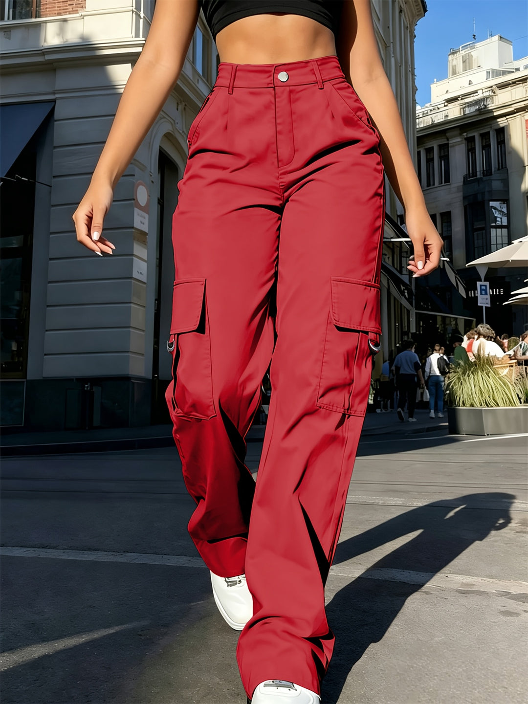 Sadie | High-Waisted Wide-Leg Cargo Trousers