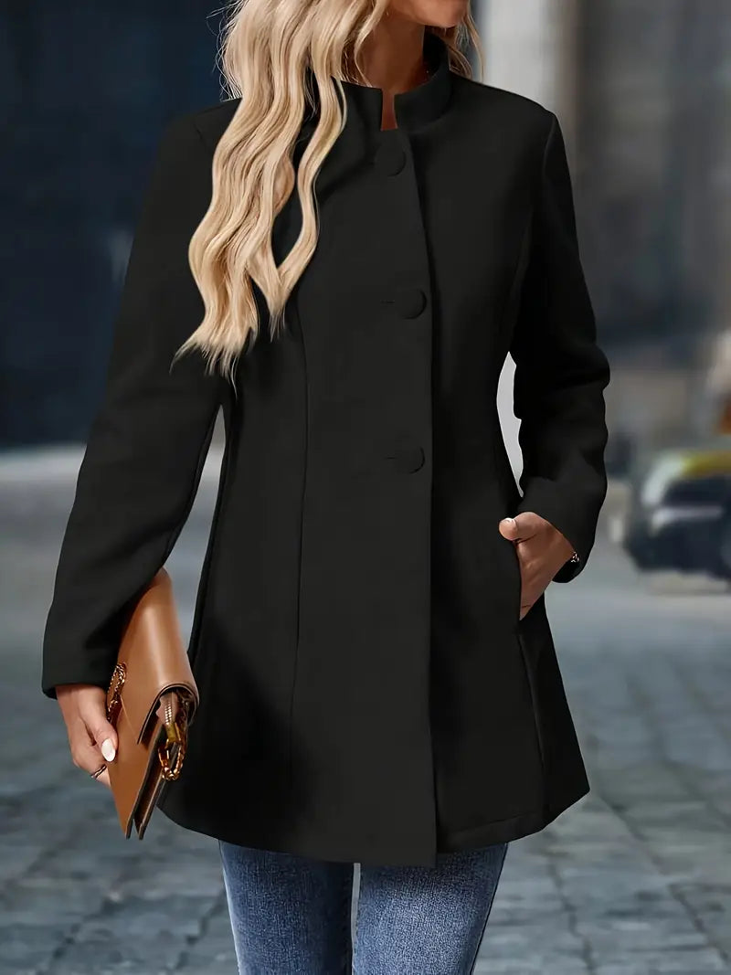 Helene | Stand-Collar Button Coat