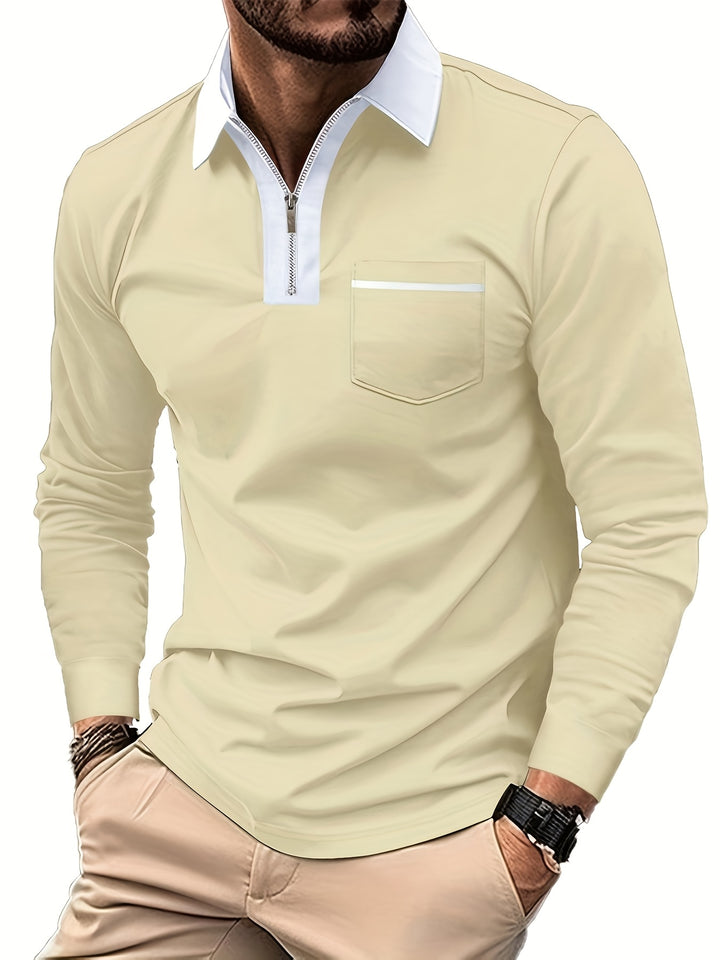Douglas | Zip-Collar Long Sleeve Polo Shirt