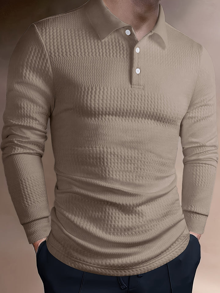 Clifford | Textured Long Sleeve Polo Shirt
