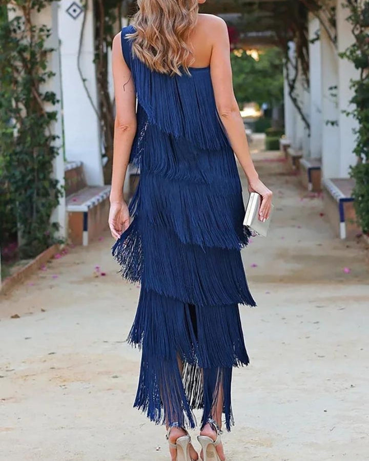 Francesca | Stylish Dropped Shoulders Long Dress