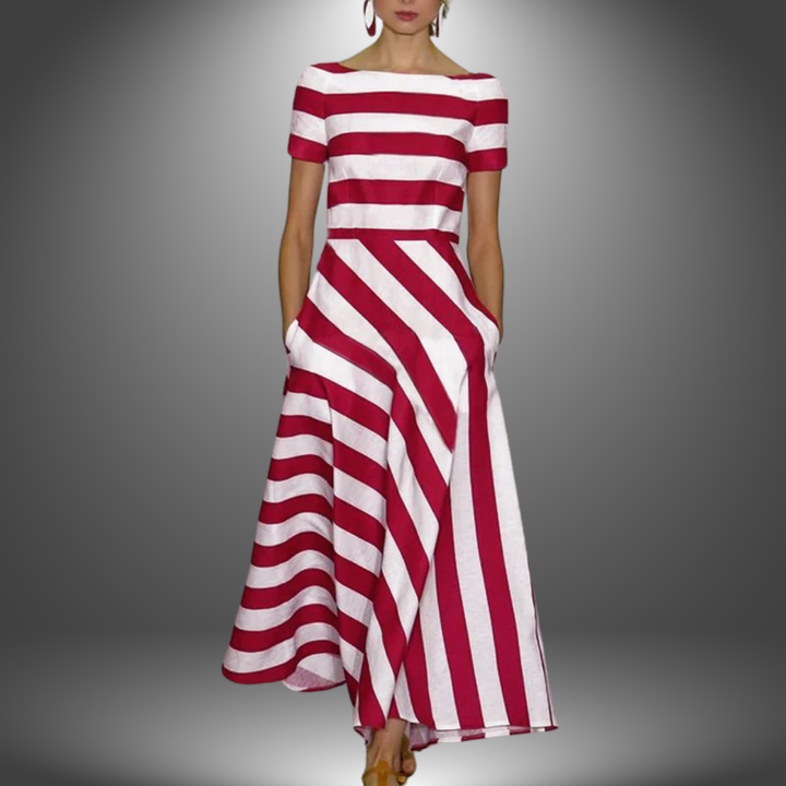 Olivia | Classic Sleeveless Striped Maxi Dress