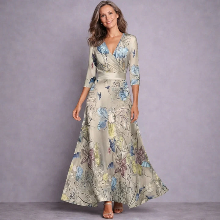 Dahlia | Elegant Mid Sleeve Maxi Dress