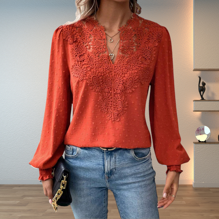 Marlowe | Lace-Trimmed Elegant Blouse