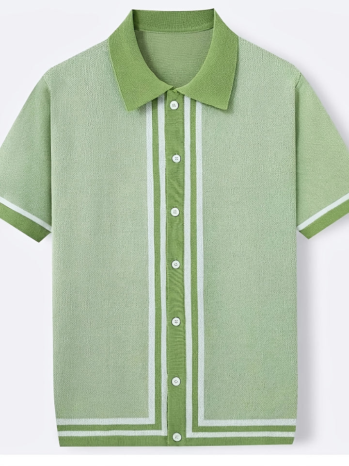 Malcolm | Retro Striped Short-Sleeve Polo Shirt