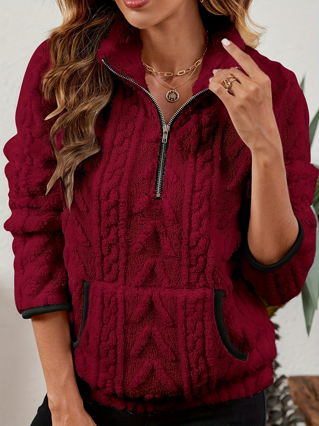 Thea | Textured Half-Zip Pullover