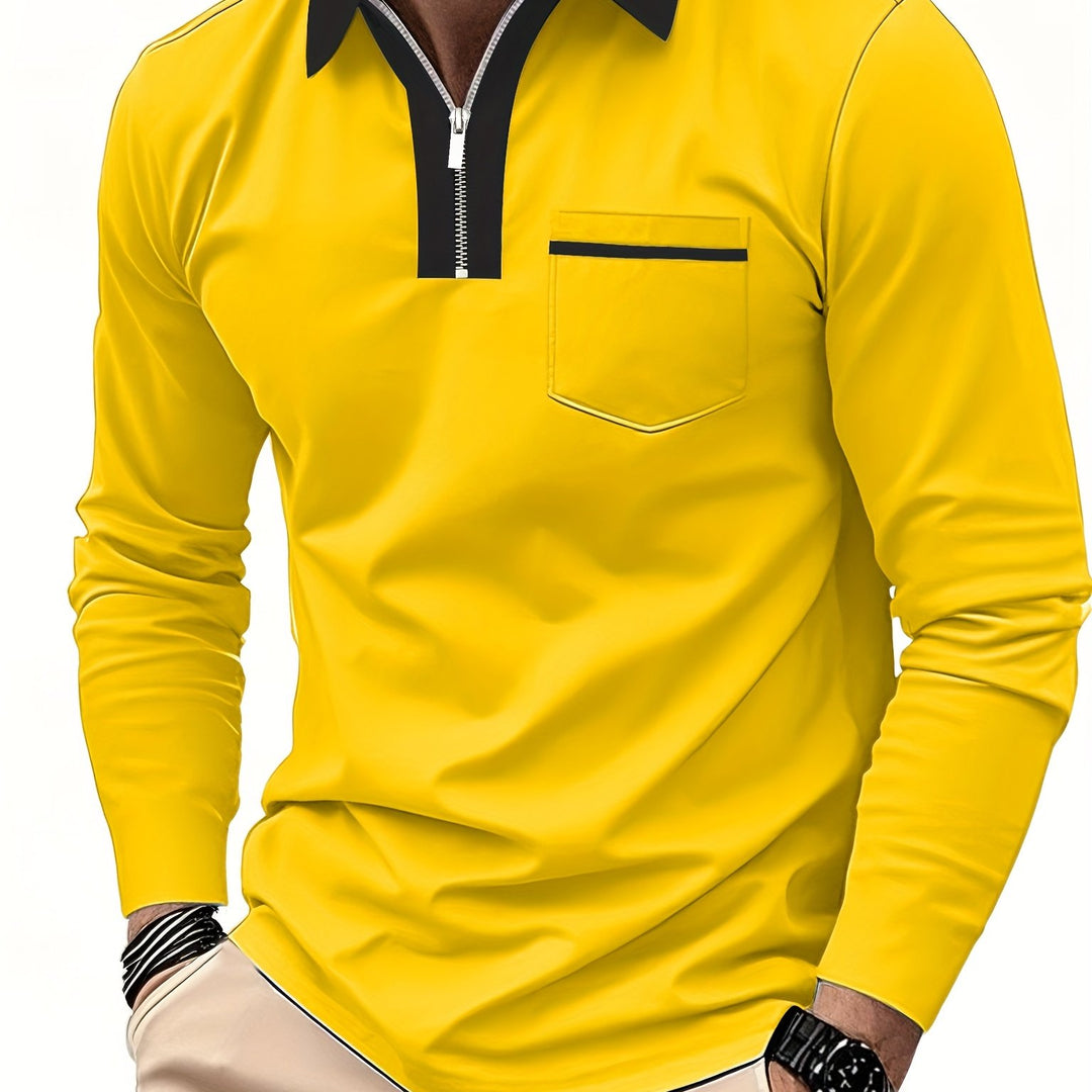 Douglas | Zip-Collar Long Sleeve Polo Shirt