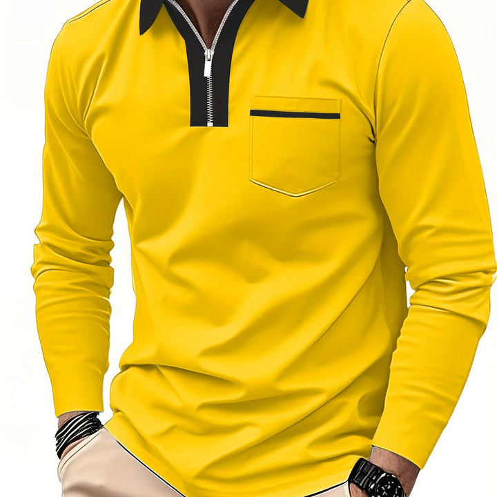 Douglas | Zip-Collar Long Sleeve Polo Shirt
