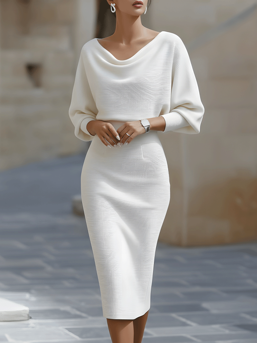 Lydia | Elegant Round Neck Midi Dress