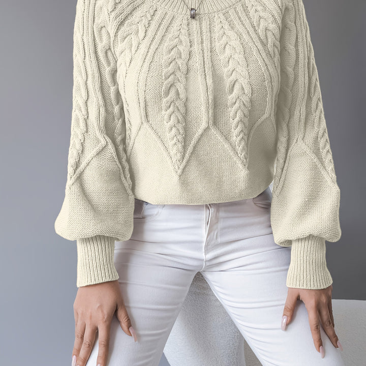 Odette | Cable-Knit Lantern Sleeve Sweater