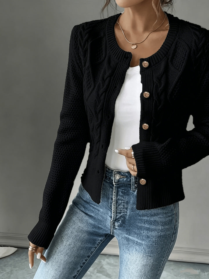 Cecilia | Cable-Knit Button-Front Cardigan
