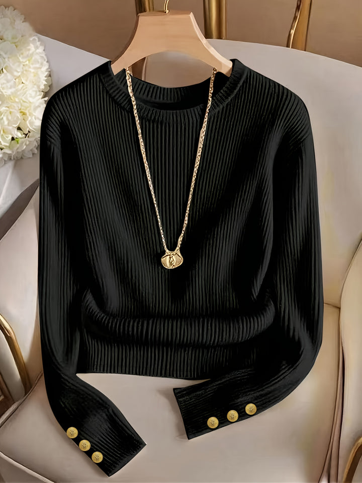 Gwendolyn | Ribbed Button-Cuff Jumper