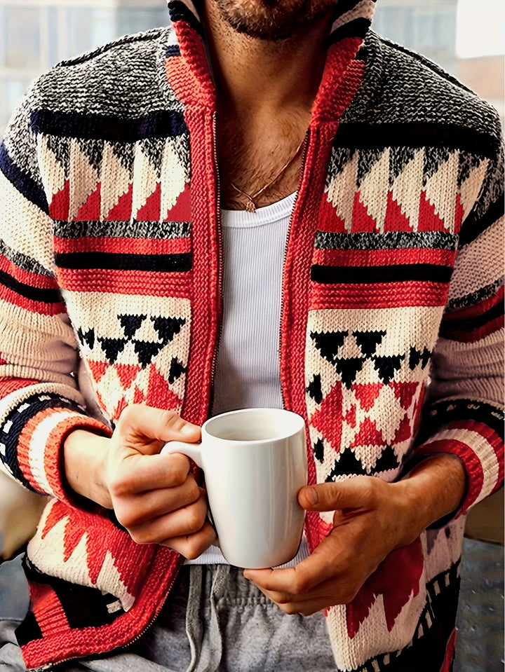 Rylan | Patterned Zip-Up Cardigan