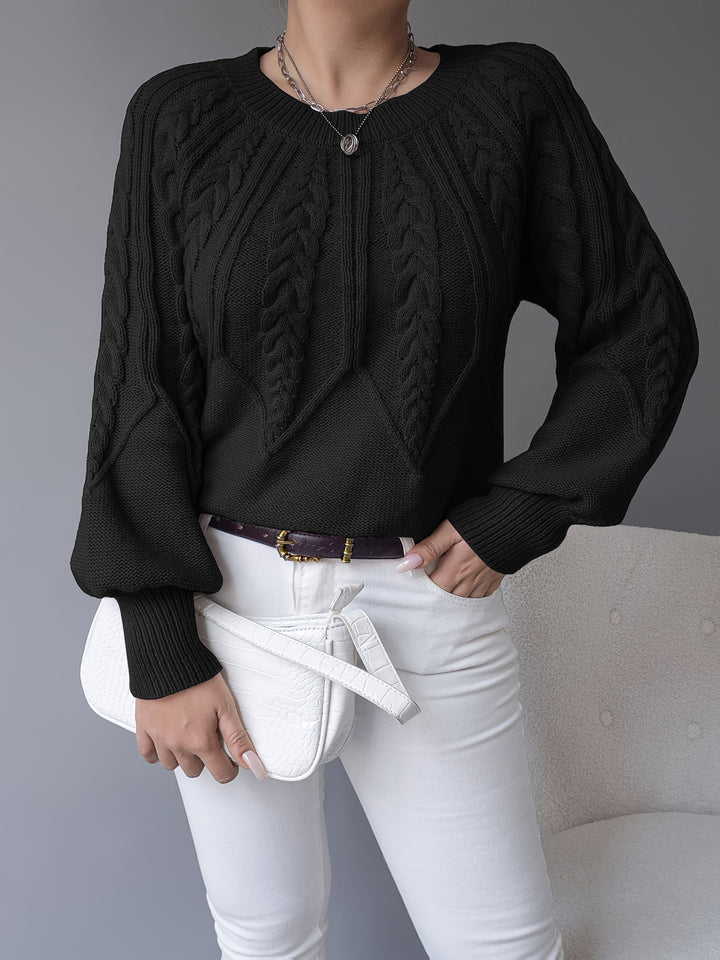 Odette | Cable-Knit Lantern Sleeve Sweater