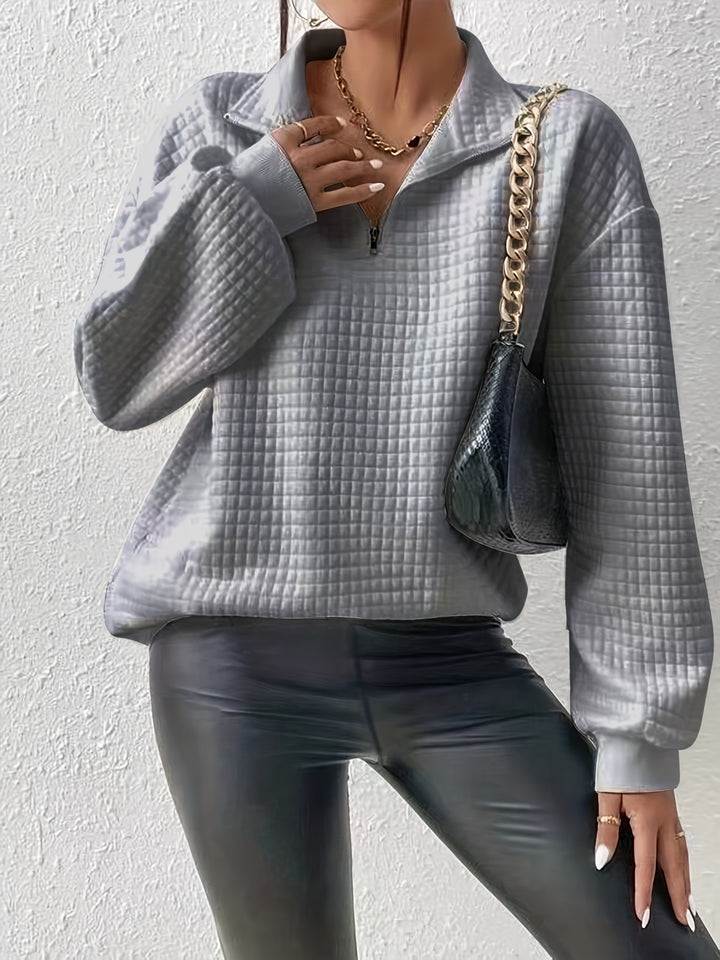 Elodie | Textured Quarter-Zip Pullover