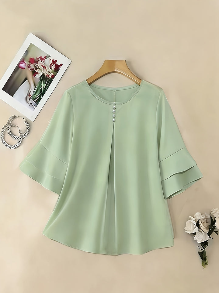 Isadora | Softly Draped Ruffle-Sleeve Blouse